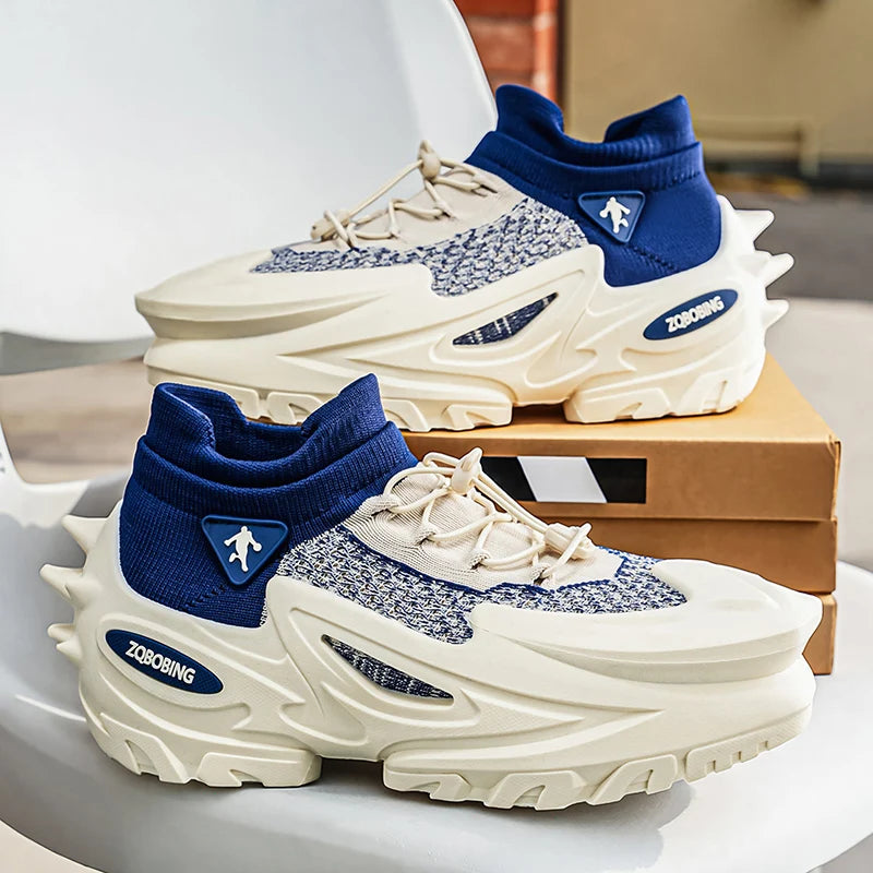 2026 Spring and Summer New Style Daily Wear Personalized Men's Shoes 39-45 Large Size Thick-Soled Fashionable Casual Shoes Versatile Sports Shoes