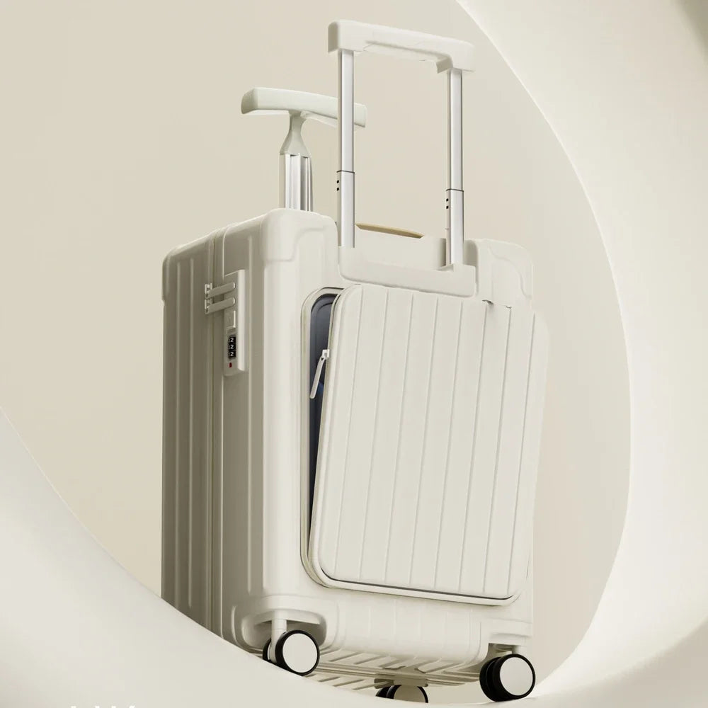 Kid Suitcase Front Opening Boarding Case Laptop Trolley Case Luggage with Spinner Wheels Carry on Luggage for Travel