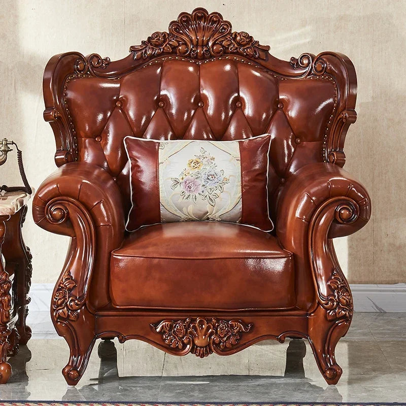Wood Brown European Sofas Waterproof Armrest Luxury Floor Lounges Couch Puffs Nordic Designer Canape Salon Furniture Home