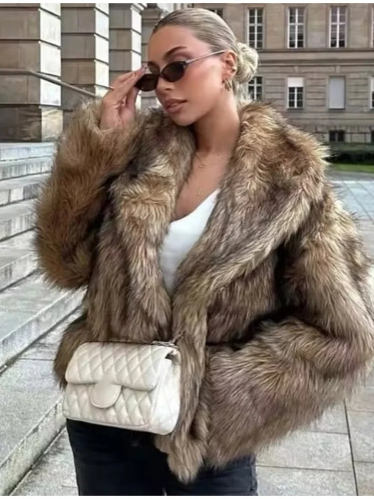 Winter Warm Thick Women Faux Fur Coats Luxury Oversized Long Coats Fleece Overcoat 2025 New Female Elegant Street Outerwear