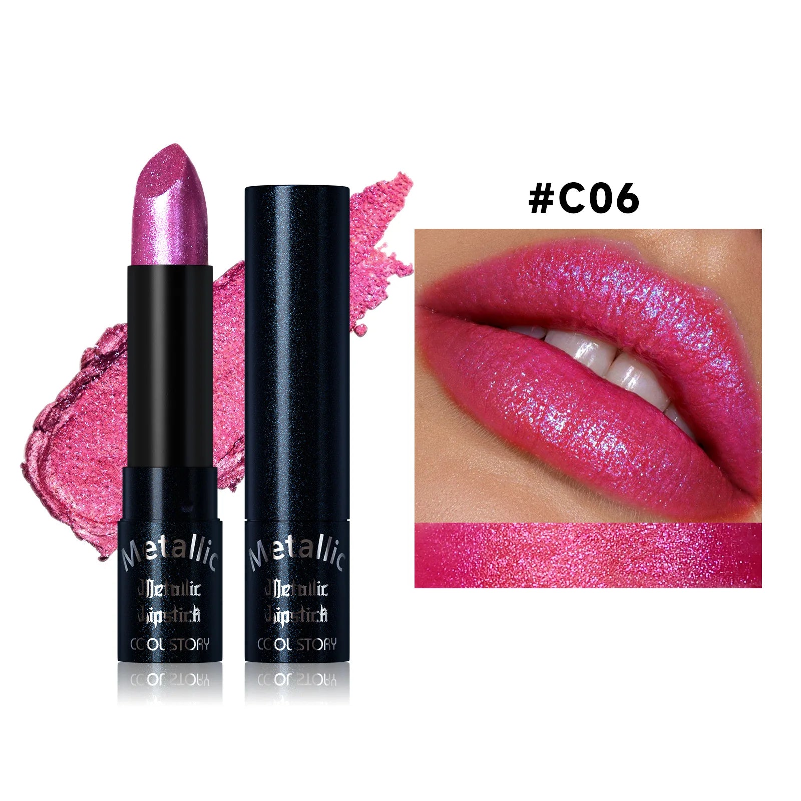 15Colors Metallic Glitter Lipstick Waterproof Lasting Diamond Pearlescent Metallic Lipstick Blue Lip Gloss Women Makeup Cosmetic