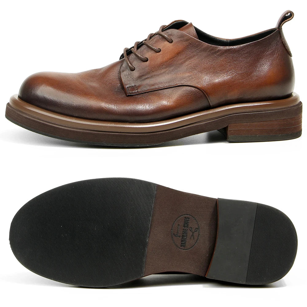 Genuine leather Men's formal shoes Retro Man Leather shoes Luxury Quality Wedding Social Shoes Male Business Shoes Handmade 2025