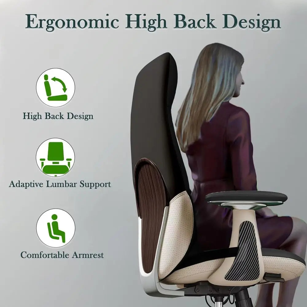 Leather Executive High-Back Chair — Black | KIMLUD
