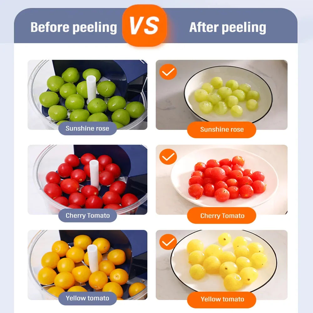 New Automatic Electric Grape Peeler Machine Hands-Free Skin Remover for Berries Fruits, USB Fruit Prep Tool, Effortless Peeling
