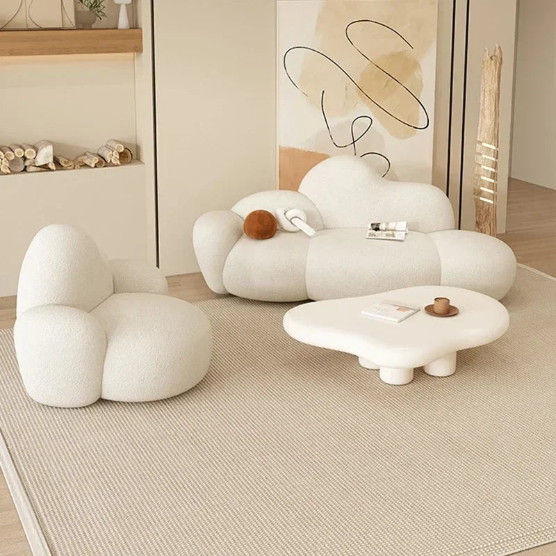 Lambswool Modern Sofa Mid Century Luxe Comfort Quiet Luxury Upholstery — White | KIMLUD