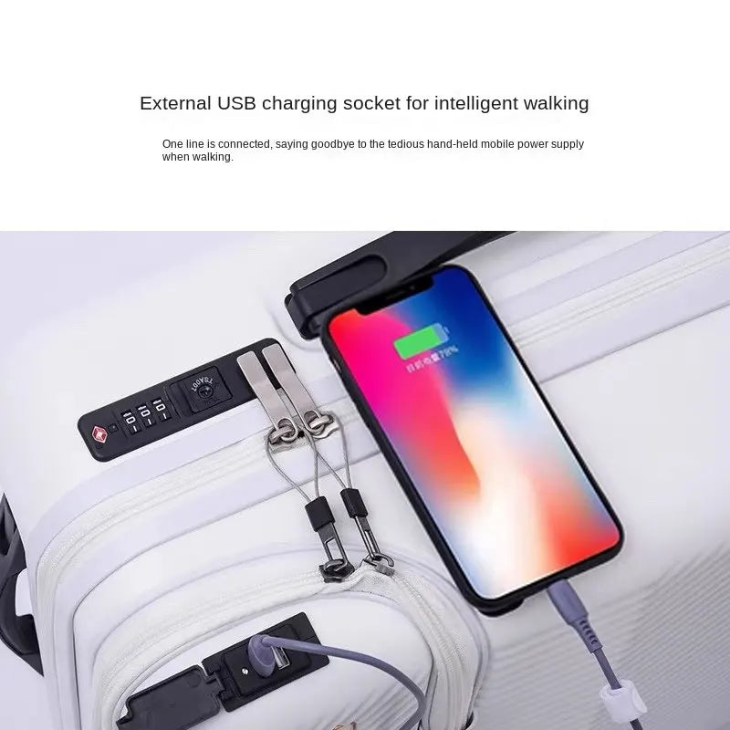 Luggage Front Opening Combination Box Charging Interface Multi-Function Trolley Box 20" Boarding Luggage Silent Universa Wheel