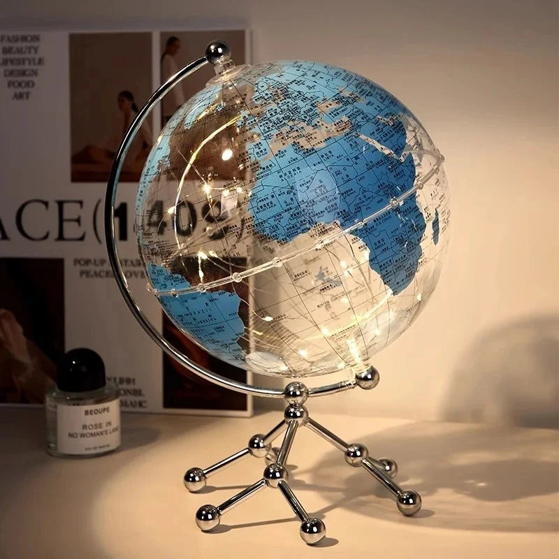 Polished Metal Globe Ornament Sculpture — Gold | KIMLUD