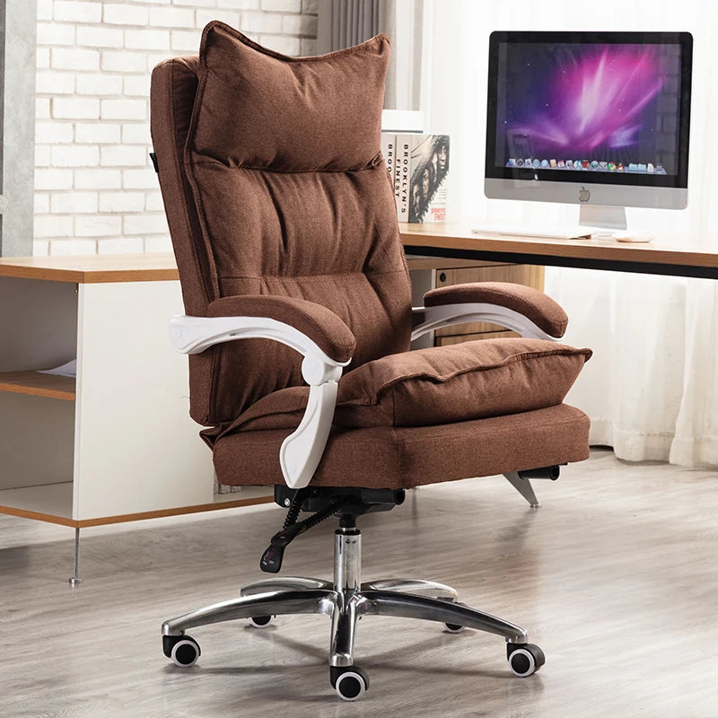 Linen Upholstered Executive Chair With 360 Degree Swivel And Lockable Wheels — Black | KIMLUD