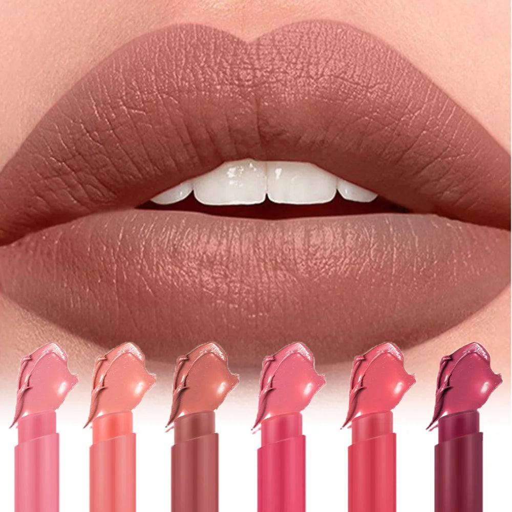 Nude Matte Lip Gloss 6 Colors Long-lasting Velvet Lipstick Waterproof Non-fade Non-stick Cup Lipsticks Women Makeup Cosmetics