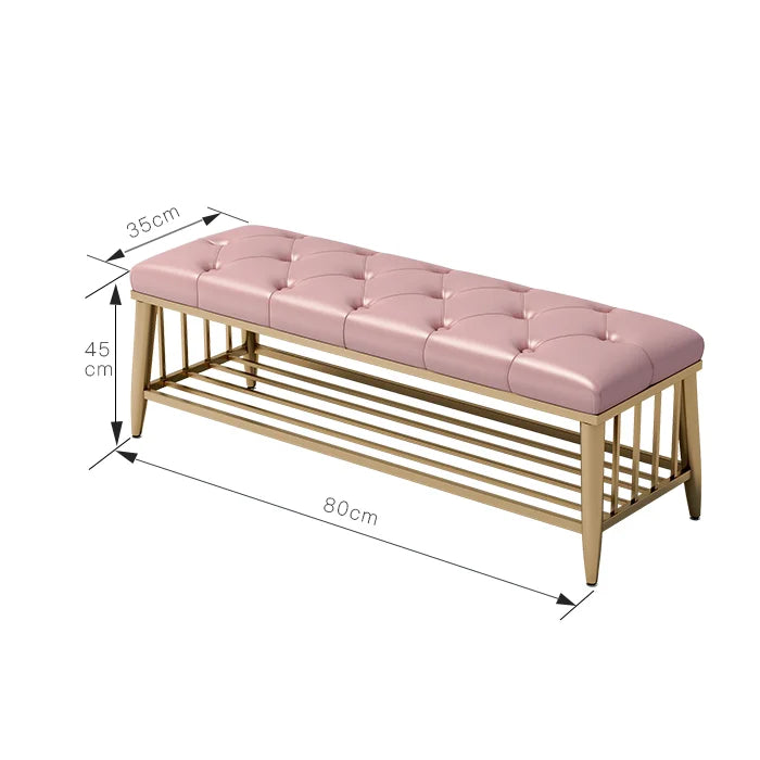 Modern Entryway Metal Shoe Cabinet Luxury Living Room Sofa Stool with Cushion Scandinavian Changing Stool Home Hall Furniture