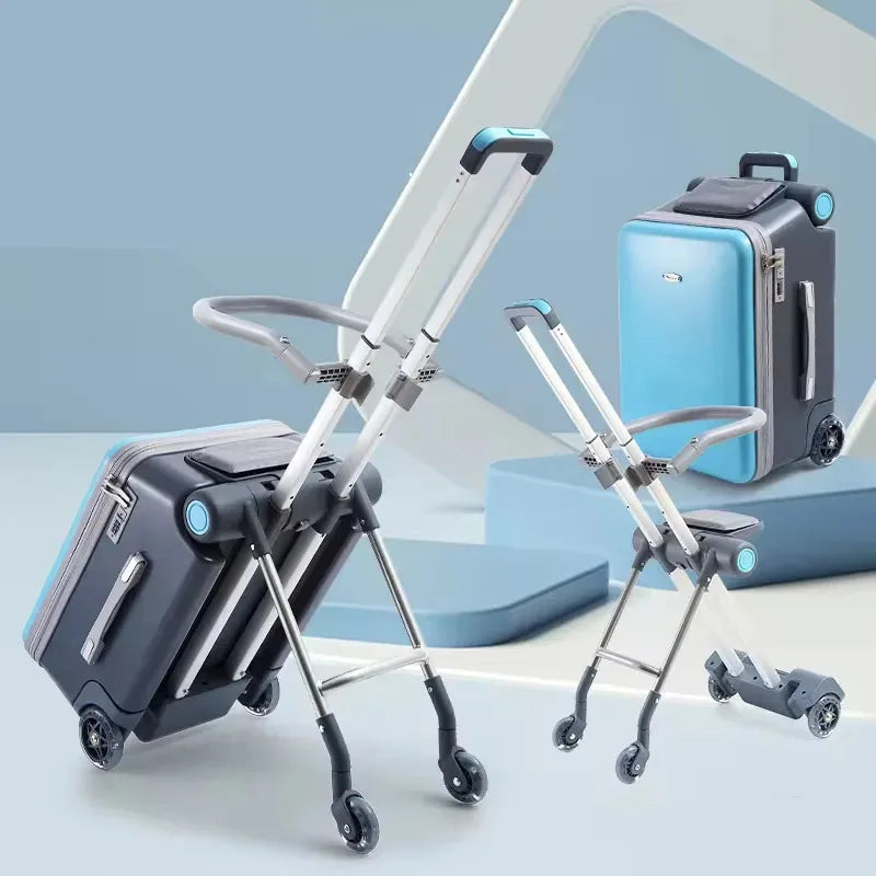 Waterproof ABS Carry-On Luggage For Kids Travel Companion With Multi-Function Design — Sky-Blue | KIMLUD