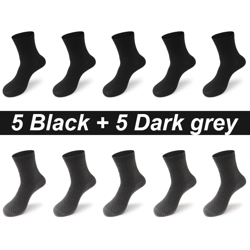 Bamboo Fiber Compression Socks Long Crew for Men — Black | KIMLUD