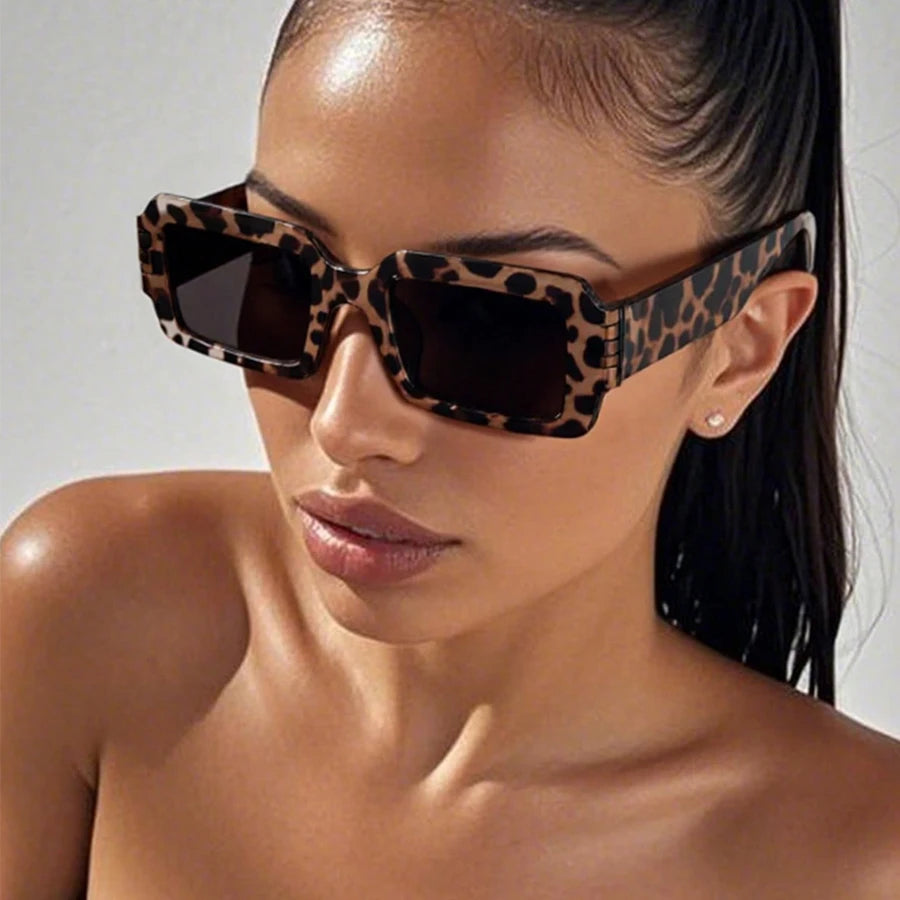 Vintage Square Sunglasses Plastic Frame — Black | KIMLUD