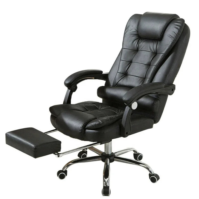 A Office Furniture Massage Soft Ergonomic Executive Recliner High Back Chairs Black Pu Leather Office Chair with Footrest