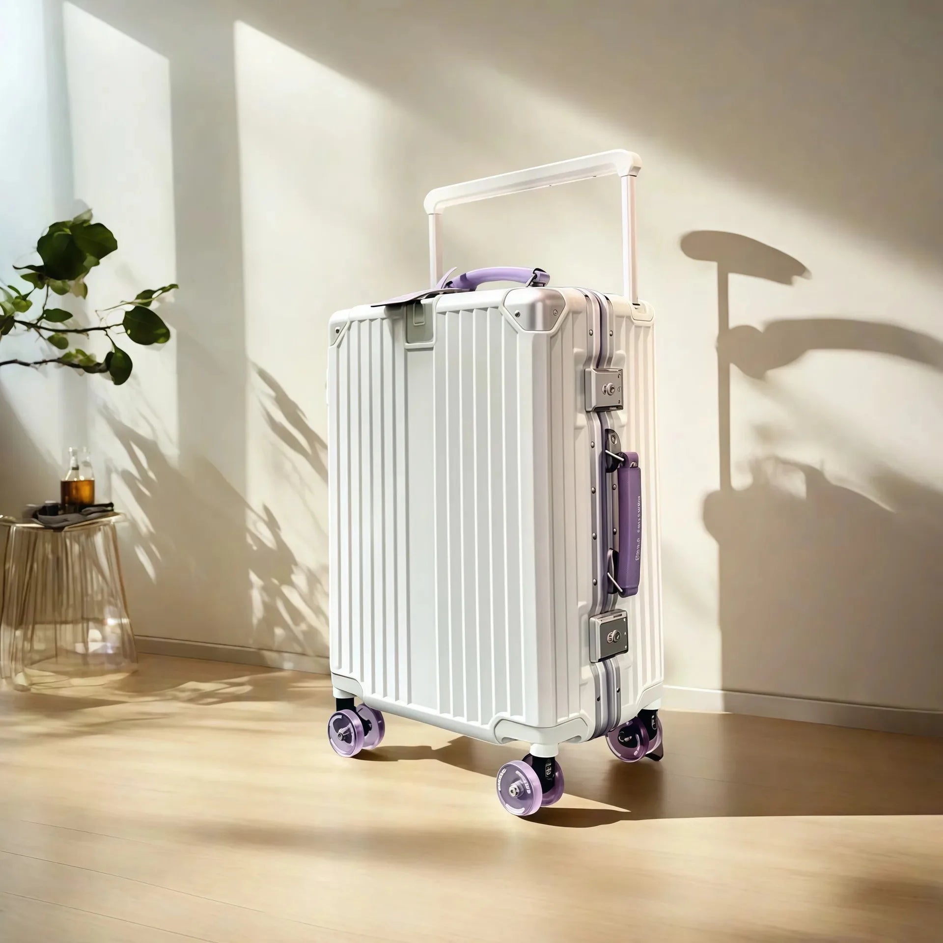 Wide Handlebar Travel Balance Trolley Suitcase with Colorful Silent Wheels TSA Lock Rolling Luggage Large Capacity PC Material