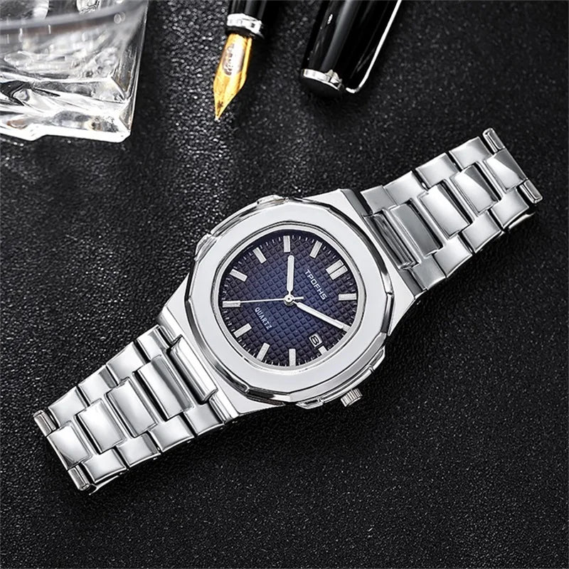 Luxury Watch Business 30M Waterproof Male Clock Luminous Date Stainless Steel Square Quartz Men Watch reloj hombre 2024 New - KIMLUD
