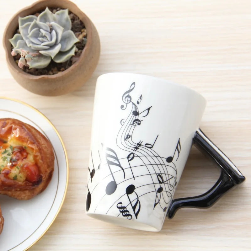 Porcelain Guitar Mug Music Inspired — White | KIMLUD