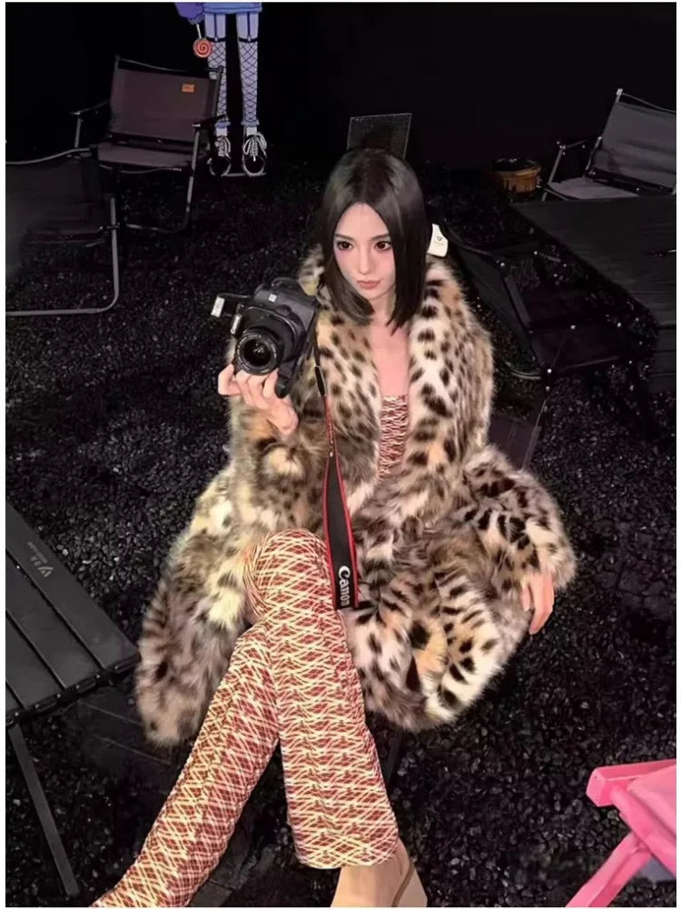 Faux Fur Coat – Leopard Print Long – Faux Fur – Leopard Print | KIMLUD