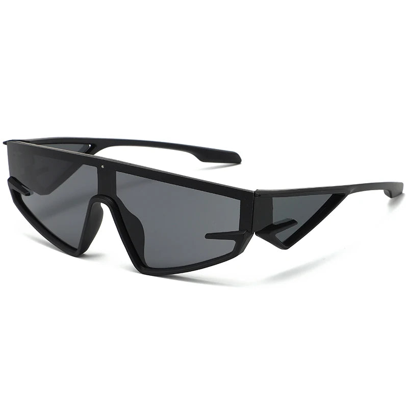 Plastic Shield Sunglasses Tech-Savvy — Black | KIMLUD