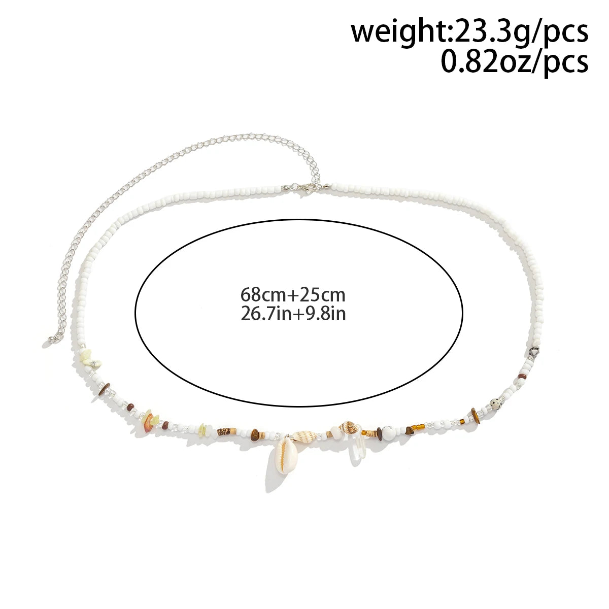 Boho Acrylic Shell Pendant Waist Chain Beaded — White | KIMLUD