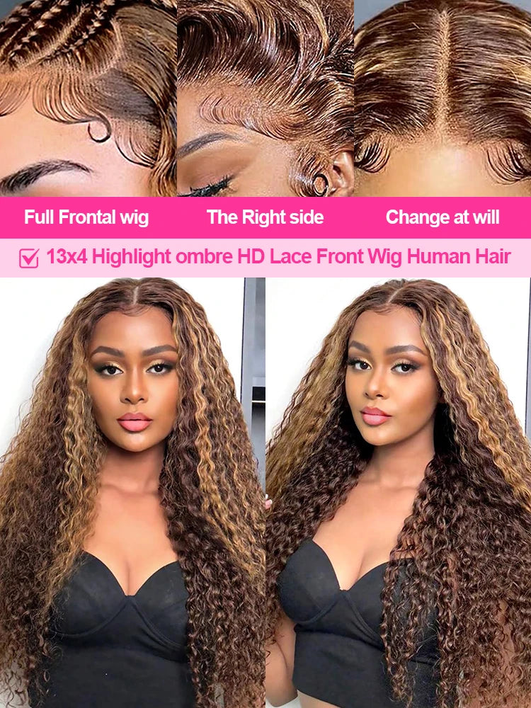 Lace Frontal Wig - Deep Wave - Remy Hair - Highlight Ombre | KIMLUD