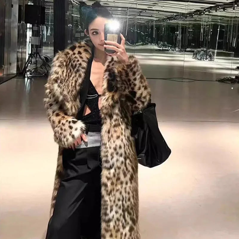 Faux Fur Coat – Leopard Print Long – Faux Fur – Leopard Print | KIMLUD