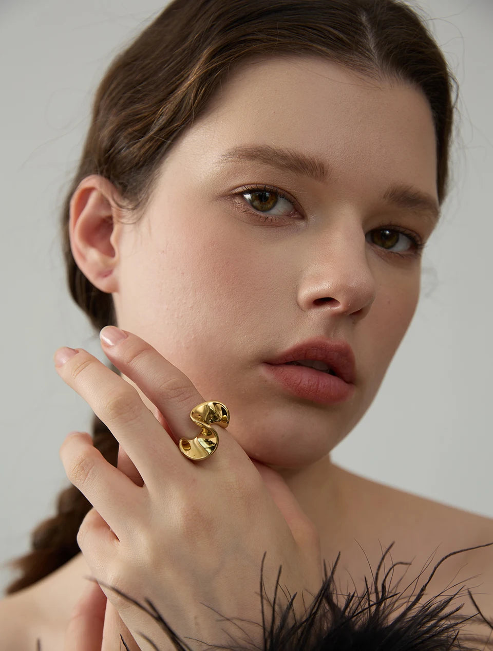 Yhpup Stylish Unique Stainless Steel Irregular Geometric Ring Personalized Smooth Metal Rust Proof Finger Jewelry Accessories - KIMLUD