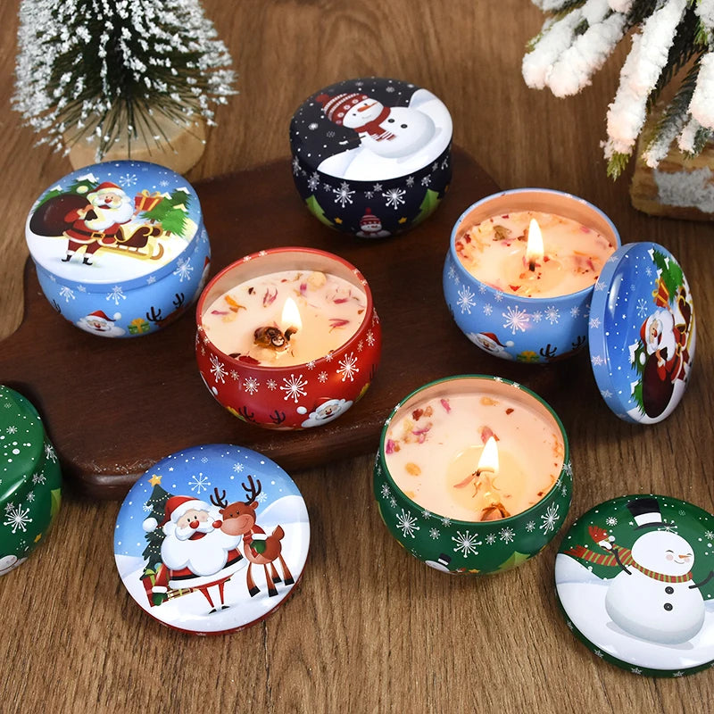 KIMLUD, Christmas Aromatherapy Candle Jar Christmas Scented Candle Tin Jar Cans Candle Merry Xmas Decor For Home New Year Navidad Gifts, KIMLUD Womens Clothes