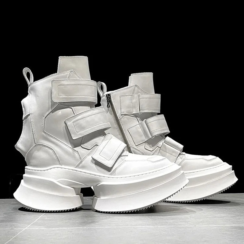 Men's Ankle Boots – High Top Street Style – Full Grain Leather | KIMLUD