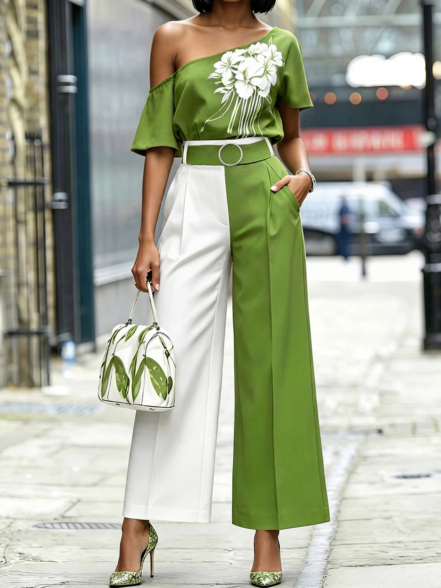 Elegant Floral Two Piece Set — Multicolor | KIMLUD