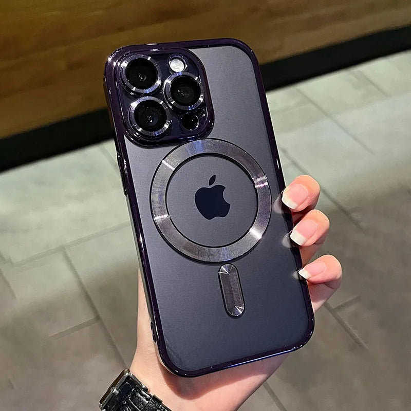 KIMLUD, Luxury Magnetic Plating Clear Case For Magsafe Wireless Charging iPhone 11 12 13 14 15 16 17 Pro Max Air Plus Shockproof Cover, KIMLUD Womens Clothes