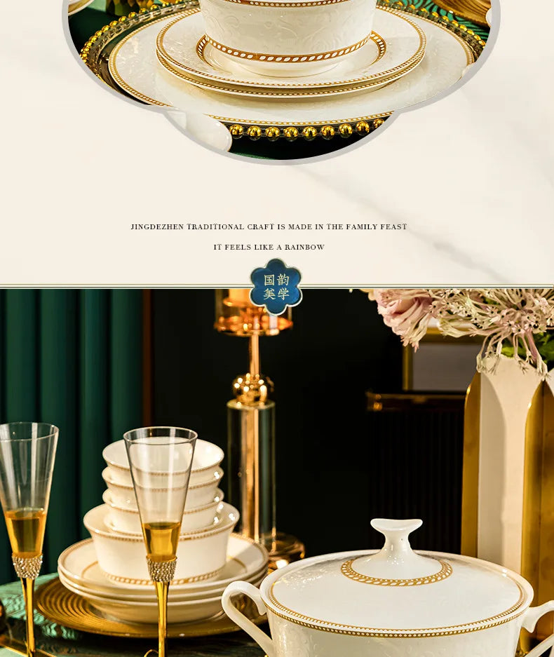 Bone China Bowl With Relief Rose And Gold Trim — White | KIMLUD