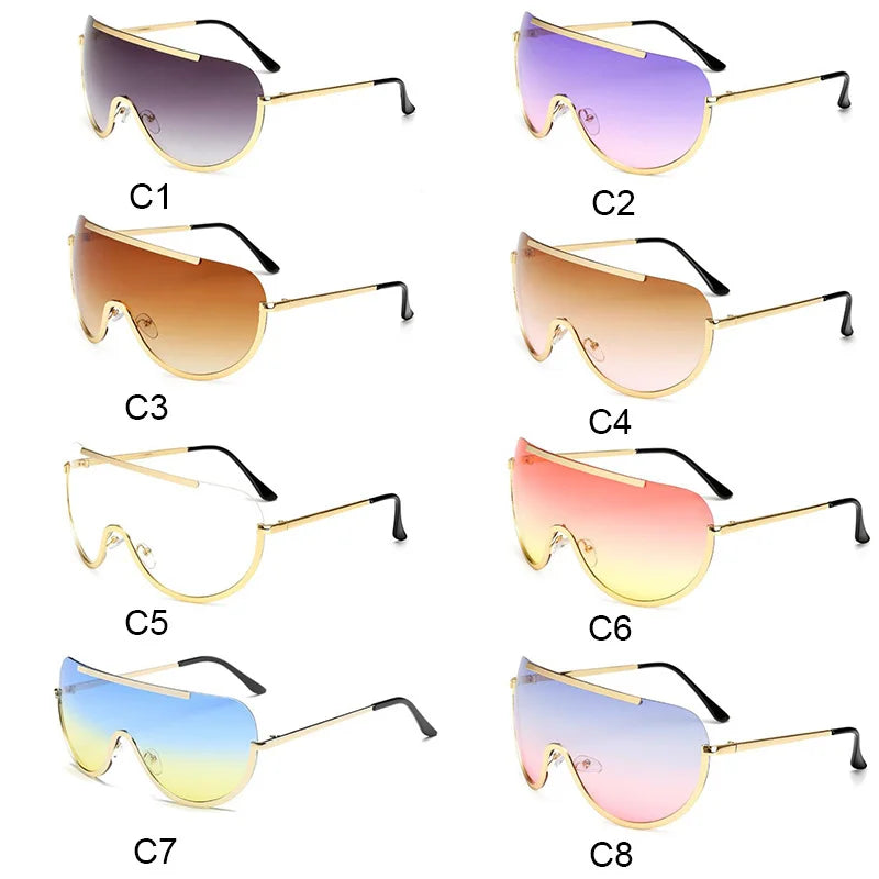 Oversized Punk Sunglasses Metal Frame — Black | KIMLUD