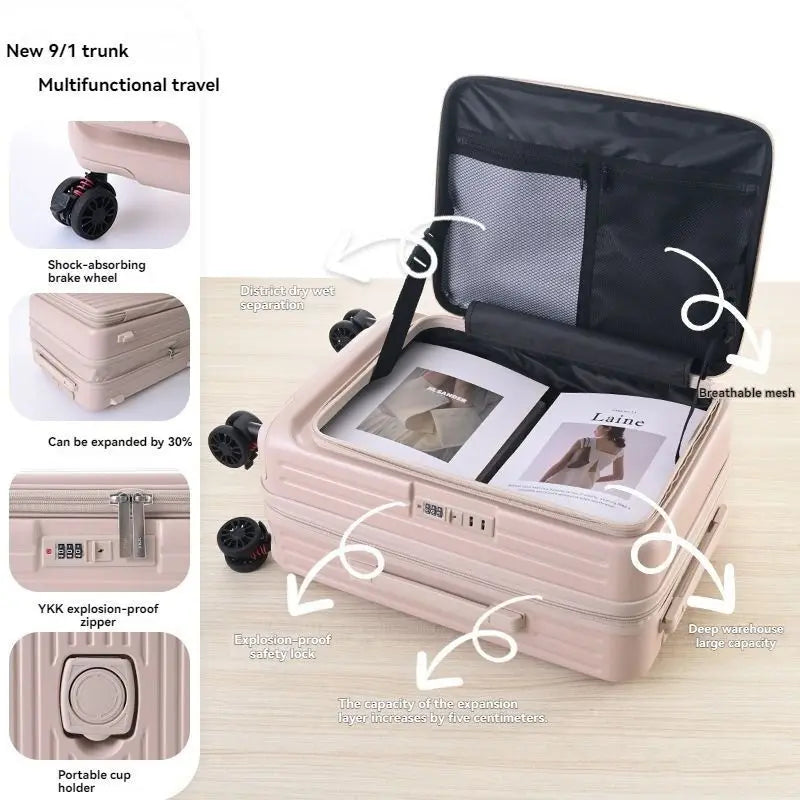 19 minutes ago, the expandable zipper box with an open lid is 20 inches. It is a male suitcase and a travel suitcase for female