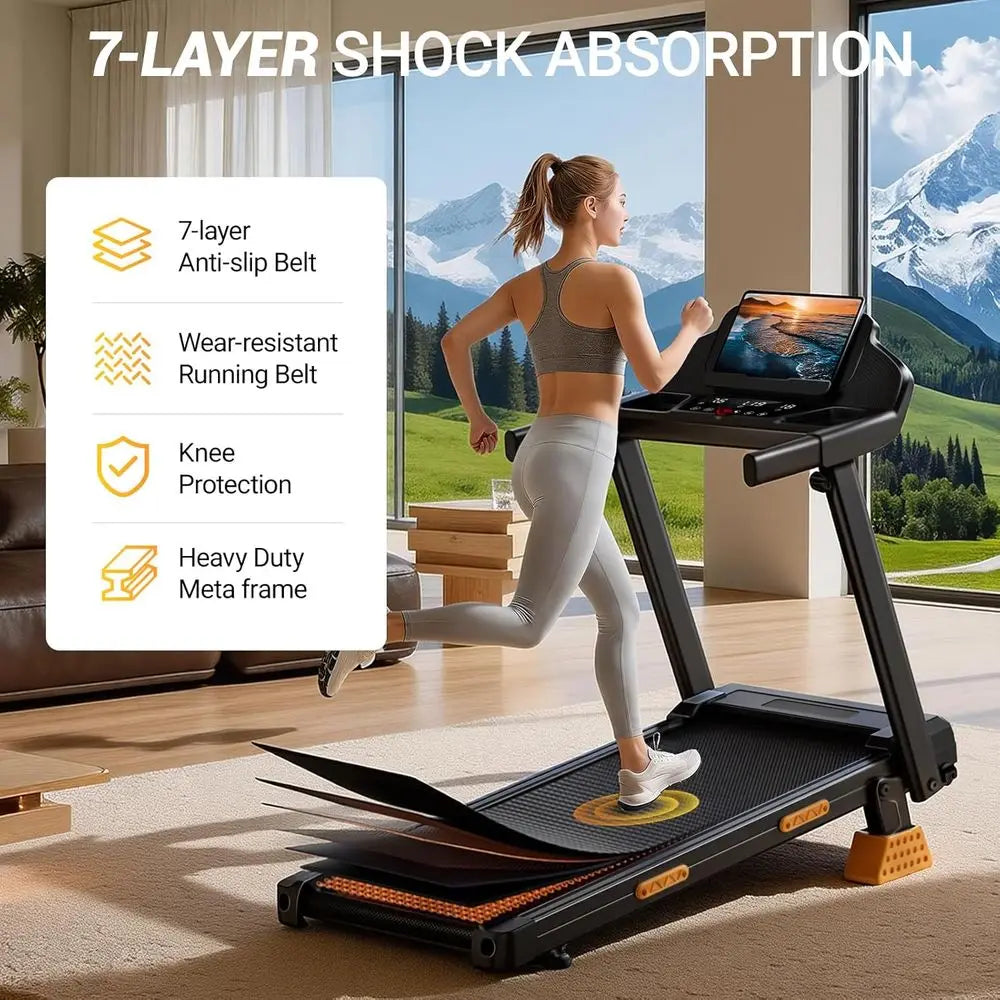 Satin Steel Treadmill 4-in-1 Foldable Incline 16% 3HP — Onyx Black | KIMLUD
