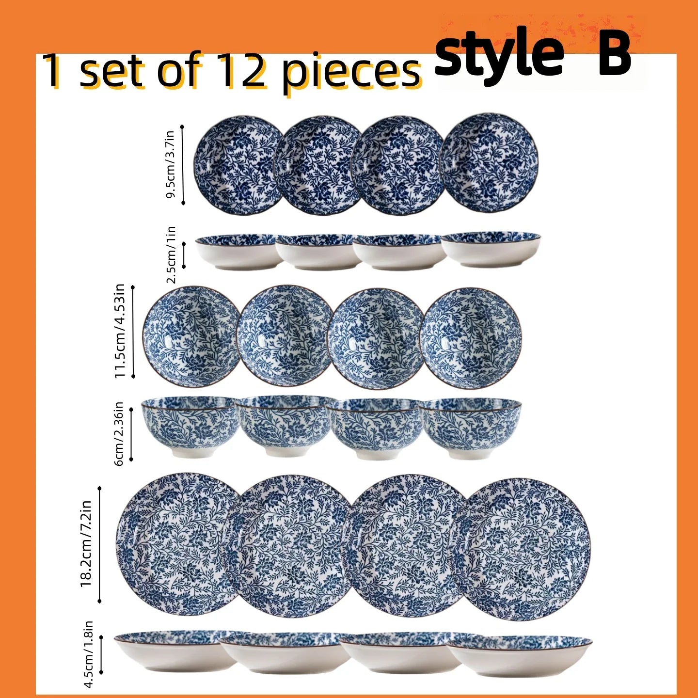 Hand Painted Ceramic Rice Bowl 4.5 Inch With Retro Rim And Japanese Motif — Blue And White | KIMLUD