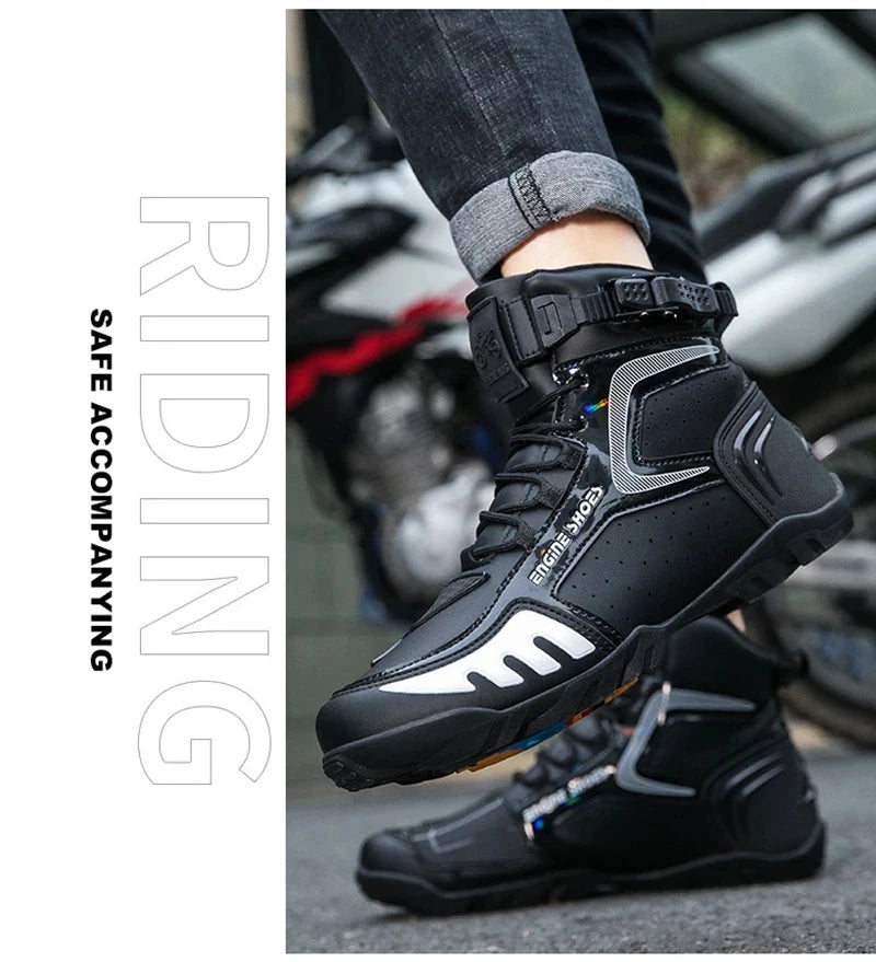 Motorcycle Boots Men Breathable Anti Slip Motorbike Cycling Ankle Length Shoes Man Motorcycle Riding Boots Motos Sports Boot