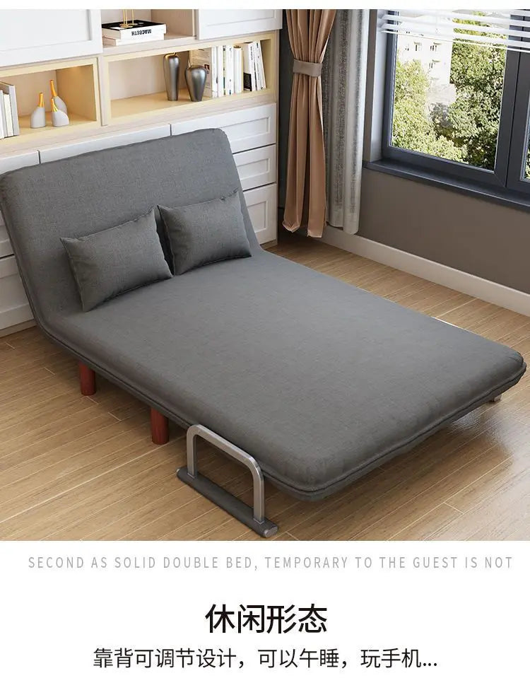 Foldable Metal Sofa Bed Dual-Purpose — Orange | KIMLUD