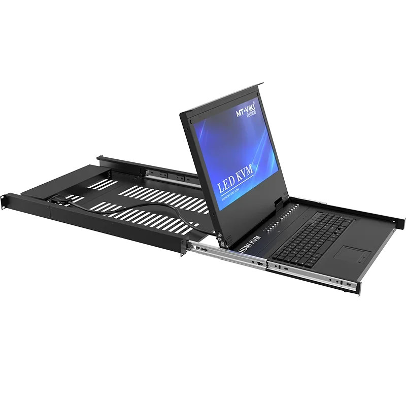 Aluminum KVM Console 17.3 Inch LED HDMI 8 Port — Silver | KIMLUD