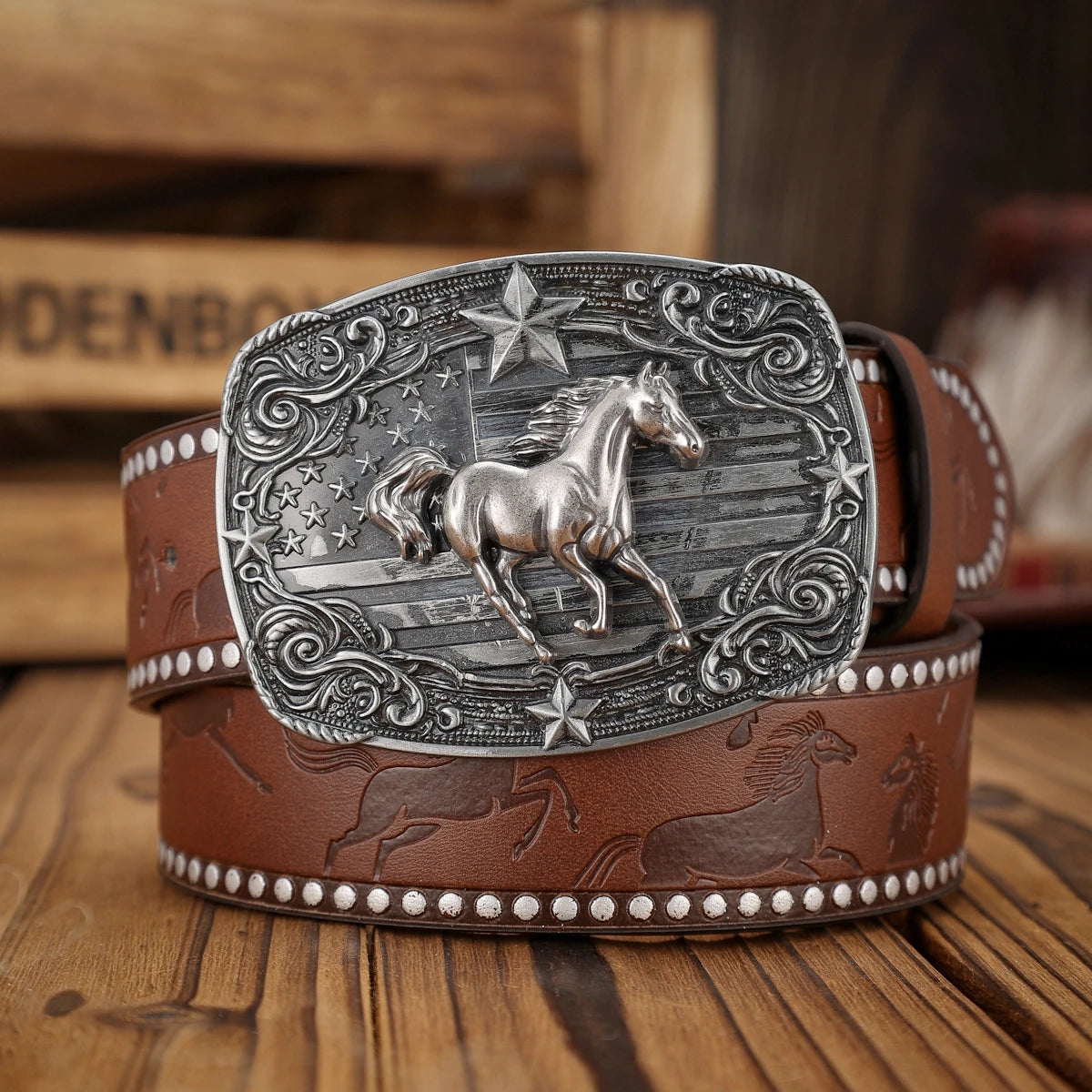 Luxurious Premium Western-Style PU Belt — Black | KIMLUD
