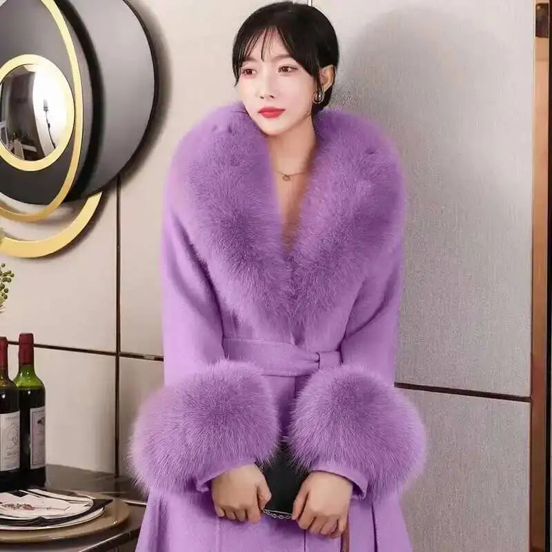 Real Fox Fur Collar Cuffs Set For Women Men Winter Neck Warmer Furry Scarf Fluffy Pelt Fur Shawl Coat Overcoat Fashion Accessory