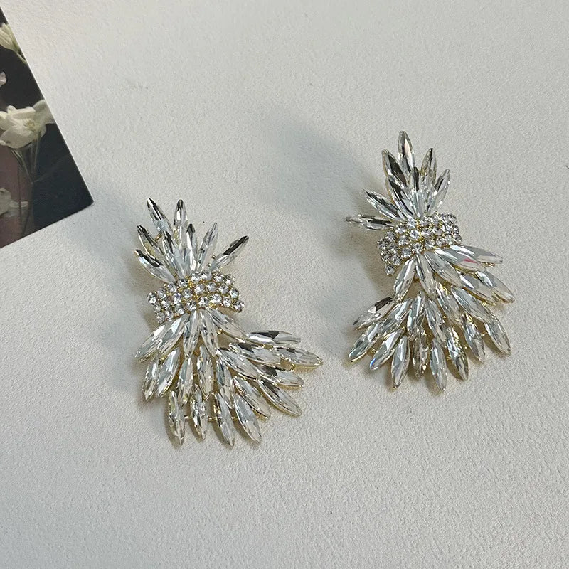 Crystal Dazzle Earrings Paved Drop — Crystal | KIMLUD