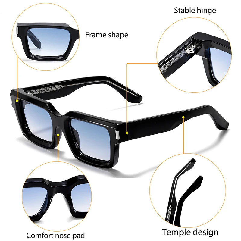 Punk Vintage Square Sunglasses Small Frame — Black | KIMLUD