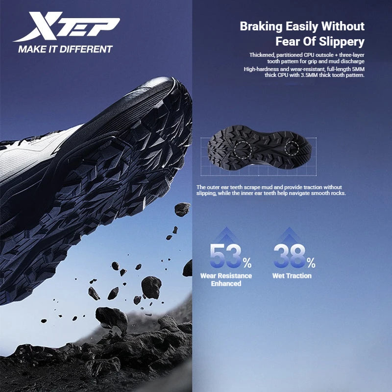Xtep Chase Mountain 2.0 Pro Professional Outdoor Trail Running Shoes For Men Rebound Anti-Slip Wear-Resistant 874319170003