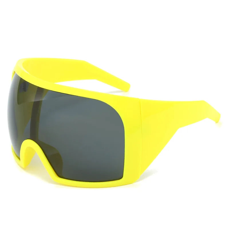 Oversized Shield Sunglasses Wrap Anti Wind UV400 — Black | KIMLUD