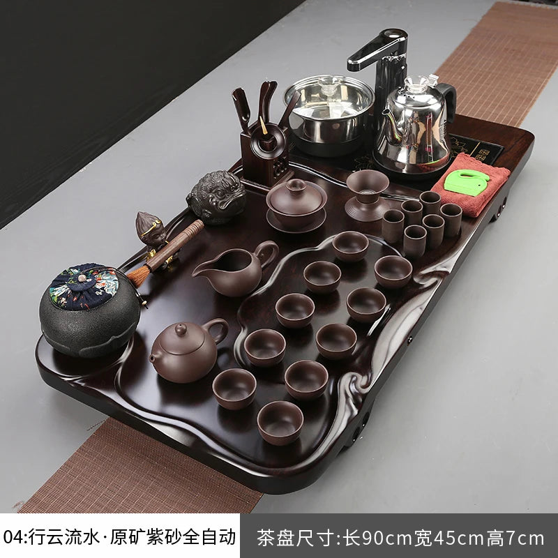 Porcelain Tea Set With Infuser And Hand Glazed Accents And Tray — White | KIMLUD