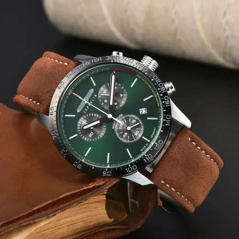 Elegant Zeppelin Luxury Chronograph Men’s Watch Classic Retro Design Multi Functional Business Wristwatch Fashion Timepiece
