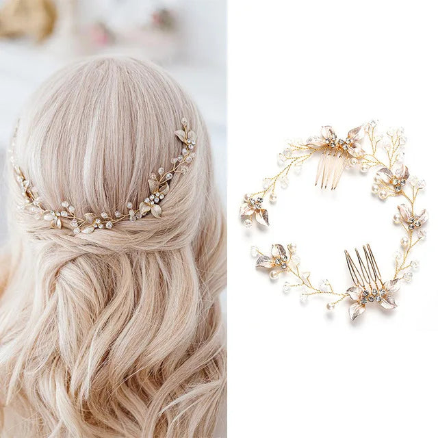 KIMLUD, Trend Hair Comb Bridal Tiaras Rhinestone Pearl Alloy Hairband Hairpin Wedding Hair Ornament Girls Daily Headwear Head Jewelry, 7, KIMLUD Women's Clothes