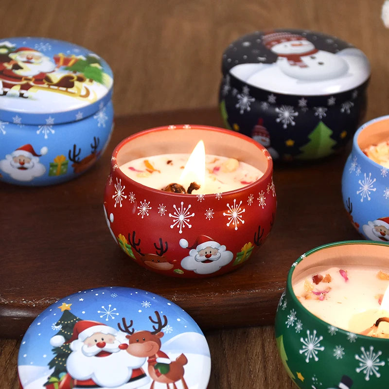 KIMLUD, Christmas Aromatherapy Candle Jar Christmas Scented Candle Tin Jar Cans Candle Merry Xmas Decor For Home New Year Navidad Gifts, KIMLUD Womens Clothes