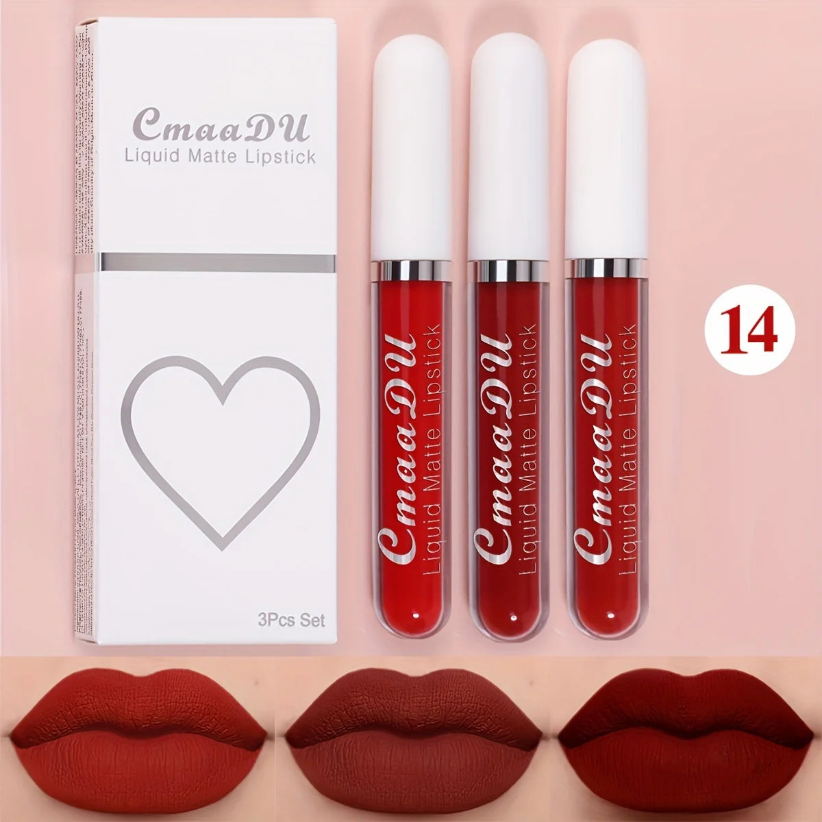 3 Pcs Matte Lipstick Lip Gloss Sets Long-Lasting Non-Fading Waterproof Non-stick Cup Exquisite Gift Everyday Holiday Universal